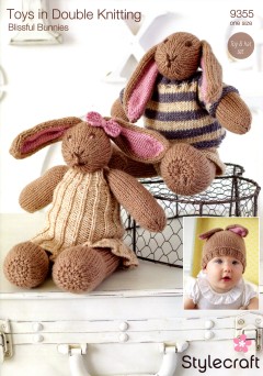 Stylecraft 9355 Bunny Toys and Hat in Special DK and Batik DK (downloadable PDF)