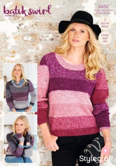 Stylecraft 9482 Ladies Sweaters and Mittens in Batik Swirl DK (downloadable PDF)