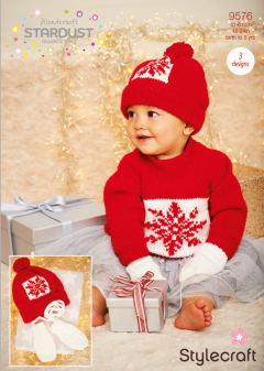 Stylecraft 9576 Snowflake Sweater, Hat and Mittens in Wondersoft Stardust DK (downloadable PDF)