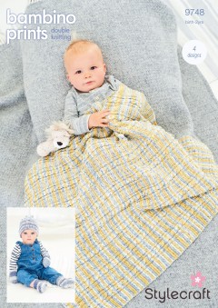 Stylecraft 9748 Blanket, Hats, Mitts and Bootees in Bambino Prints DK (downloadable PDF)