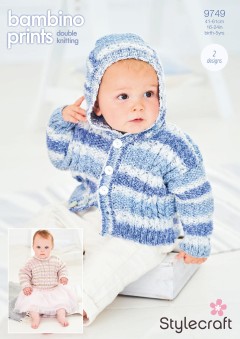 Stylecraft 9749 Jumper and Hoodie in Bambino Prints DK (downloadable PDF)