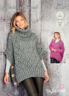Stylecraft 9807 Sweater and Poncho in Special XL Tweed (leaflet)