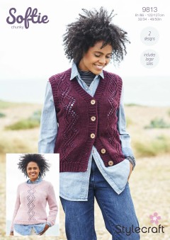Stylecraft 9813 Sweater and Waistcoat in Softie (downloadable PDF)