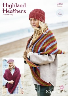 Stylecraft 9862 Shawls and Hats in Highland Heathers DK (downloadable PDF)