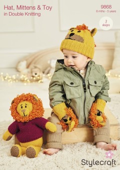 Stylecraft 9868 Rory the Lion Toy, Hat and Mittens in Special DK and Bellissima DK (leaflet)