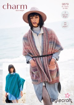 Stylecraft 9879 Ponchos and Shawl Cape in Charm (downloadable PDF)