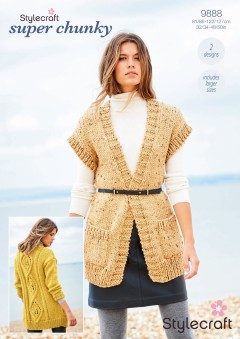 Stylecraft 9888 Cardigan and Waistcoat in Special XL Tweed and Life Super Chunky (leaflet)