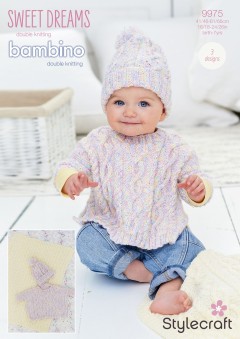 Stylecraft 9975 Poncho, Hat and Blanket in Bambino DK and Sweet Dreams (leaflet)