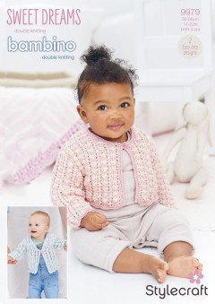 Stylecraft 9979 Cardigans in Bambino DK and Sweet Dreams (downloadable PDF)