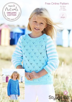 Stylecraft F089 - Girls Sweaters in Naturals Organic Cotton DK (downloadable PDF)