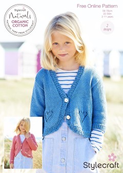 Stylecraft F088 - Girls Cardigans in Naturals Organic Cotton DK (downloadable PDF)