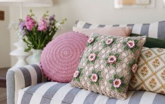 Janie Crow - Gertrude Floral Cushion in Naturals Bamboo and Cotton (booklet)