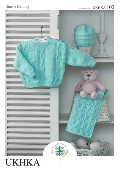 UKHKA 103 Baby Sweater, Hat & Scarf in DK (downloadable PDF)