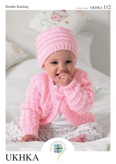 UKHKA 112 Baby Cardigans, Hat & Blanket in DK (downloadable PDF)