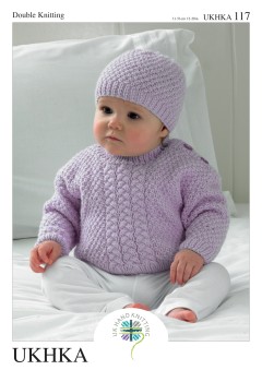 UKHKA 117 Baby Sweaters, Hat & Scarf in DK (downloadable PDF)