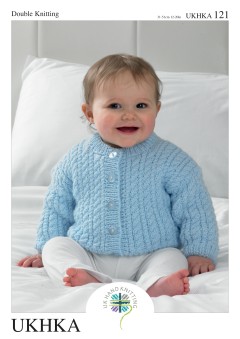 UKHKA 121 Baby Jacket, Hat & Blanket in DK (downloadable PDF)