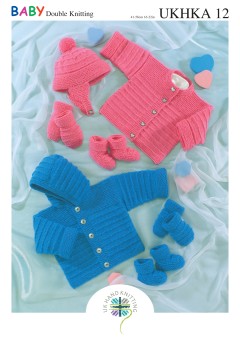UKHKA 12 Baby Jacket, Cardigan, Hat, Mitten & Bootees in DK(downloadable PDF)