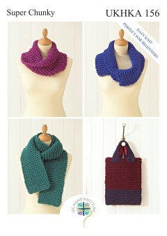UKHKA 156 Scarf, Bag & Snoods in Super Chunky (downloadable PDF)