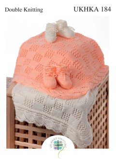 UKHKA 184 Lace Blanket and Baby Bootees in DK (downloadable PDF)