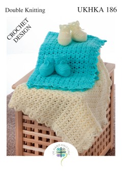 UKHKA 186 Crochet Blanket & Baby Bootees in DK (downloadable PDF)