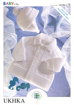 UKHKA 18 Baby Matinee Coat and Helmet in 4 Ply (downloadable PDF)