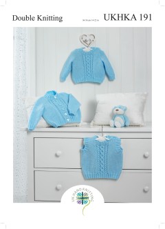 UKHKA 191 Baby Cardigan, Sweater & Slipover in DK (downloadable PDF)