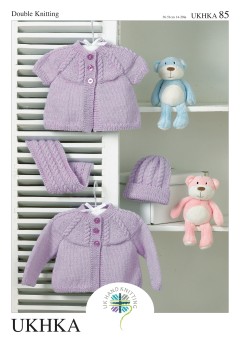 UKHKA 85 Baby Cardigans, Scarf & Hat in DK (downloadable PDF)