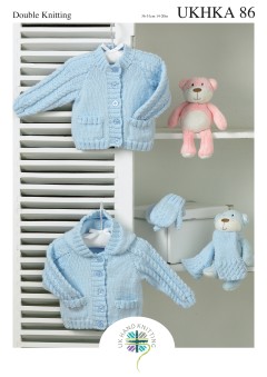 UKHKA 86 Baby Cardigans, Scarf & Mittens in DK (Leaflet)