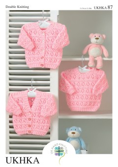 UKHKA 87 Baby Cardigans, and Sweater in DK (downloadable PDF)