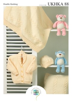 UKHKA 88 Baby Jacket, Hat, Blanket & Cushion in DK (downloadable PDF)