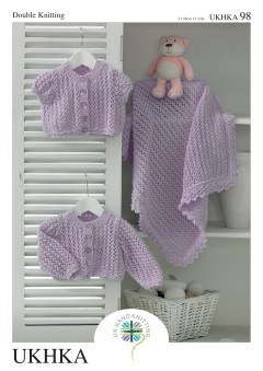 UKHKA 98 Baby Cardigans & Blanket in DK (downloadable PDF)