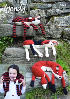 Wendy 5869 Animal Neck Pillows in Aran With Wool (downloadable PDF)