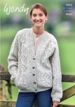Wendy 5951 Cable Cardigans in Aran with Wool (downloadable PDF)