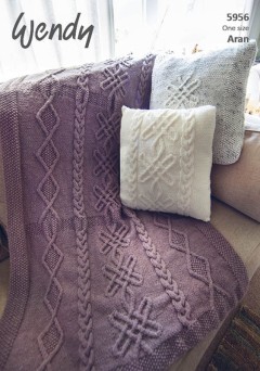 Wendy 5956 Throw and Cushion in Aran with Wool (downloadable PDF)