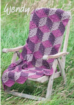 Wendy 5958 Cube Throw and Cushion Cover in Aran with Wool (downloadable PDF)