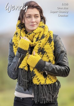 Wendy 6106 Crochet Blanket Scarf and Fingerless Mitts in Wendy with Wool Super Chunky (leaflet)