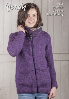 Wendy 6111 Zipped Jacket and Pom Pom Hat in Wendy with Wool Super Chunky (downloadable PDF)