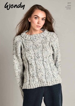 Wendy 6177 Sweater in Aran with Wool Tweed (leaflet)