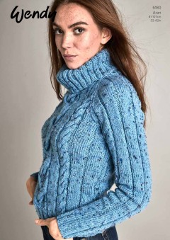 Wendy 6180 Cable Sweater in Aran with Wool Tweed (leaflet)