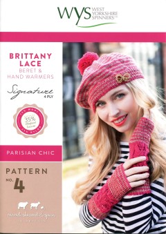 West Yorkshire Spinners - Brittany Lace Beret and Handwarmers in Signature 4 Ply (leaflet)
