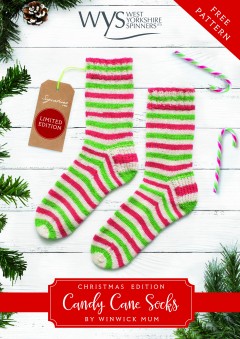 West Yorkshire Spinners - Candy Cane Socks by Winwick Mum in Signature 4 Ply (downloadable PDF)