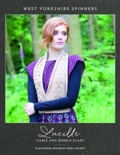 West Yorkshire Spinners - Lucille - Cable and Bobble Scarf by Emma Wright in Illustrious (downloadable PDF)