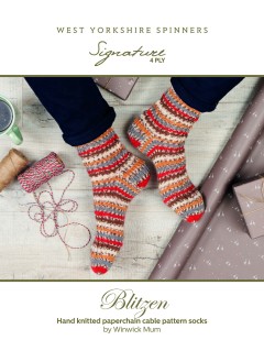 West Yorkshire Spinners - Blitzen - Paperchain Cable Socks by Winwick Mum in Signature 4 Ply (downloadable PDF)