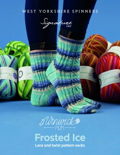 West Yorkshire Spinners - Frosted Ice - Lace and Twist Pattern Socks by Winwick Mum in Signature 4 Ply (downloadable PDF)