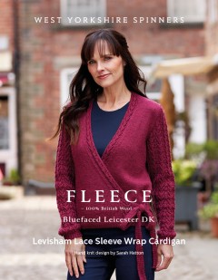 West Yorkshire Spinners Fleece - Levisham - Lace Sleeve Wrap Cardigan by Sarah Hatton in Bluefaced Leicester DK (downloadable PDF)