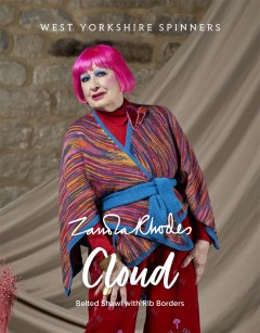 West Yorkshire Spinners - Zandra Rhodes - Cloud - Belted Shawl with Rib Borders in Signature 4 Ply (downloadable PDF)