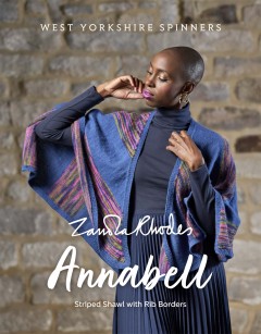 West Yorkshire Spinners - Zandra Rhodes - Annabell - Striped Shawl with Rib Borders in Signature 4 Ply (downloadable PDF)