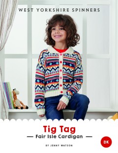 West Yorkshire Spinners - Tig Tag - Fair Isle Cardigan by Jenny Watson in Bo Peep DK (downloadable PDF)