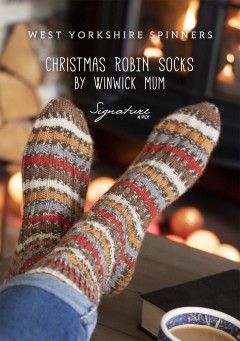 West Yorkshire Spinners - Christmas Robin Socks by Winwick Mum in Signature 4 Ply (downloadable PDF)
