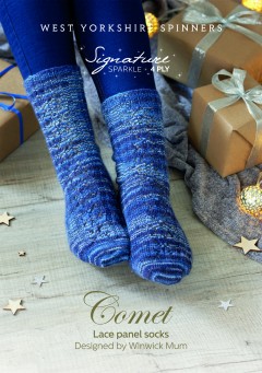 West Yorkshire Spinners - Comet - Lace Panel Socks by Winwick Mum in Signature 4 Ply (downloadable PDF)